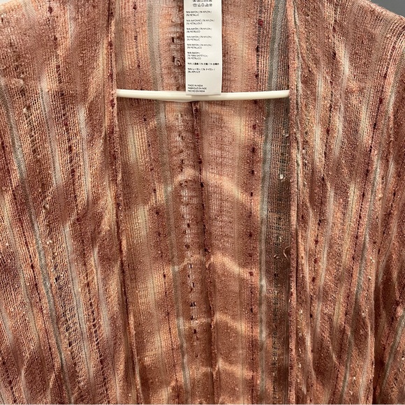 Free People Bronze Tie Dye Shimmer Crochet Kimono Maxi Kaftan Duster Coverup - Picture 3 of 16